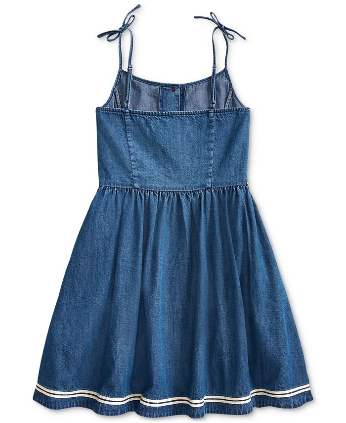 Polo Ralph Lauren Big Girls Cotton Denim Fit & Flare Dress - Macy's