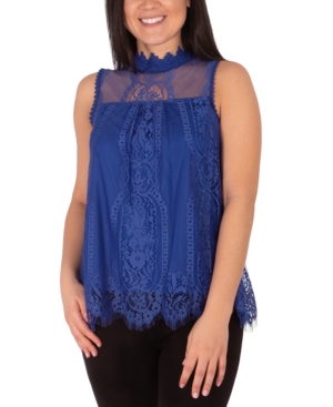 image of Ny Collection Mock-Neck Lace Top