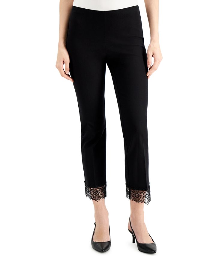 Alfani Petite Lace-Hem Ankle Pants, Created for Macy's - Macy's