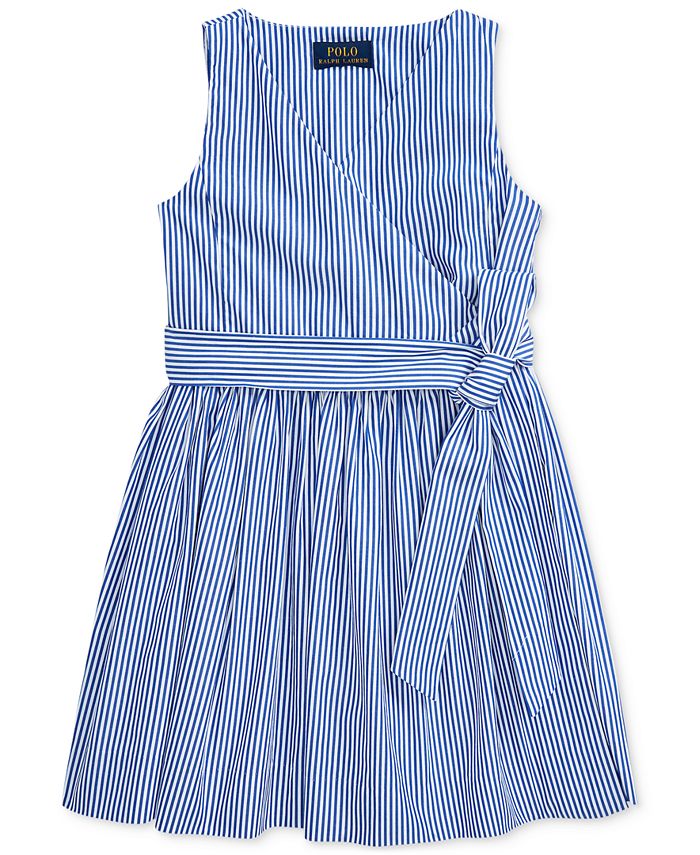 Polo Ralph Lauren Little Girls Striped Cotton Wrap Dress - Macy's