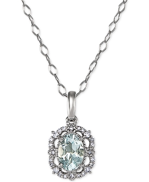 image of Aquamarine (5/8 ct. t.w.) & Diamond (1/10 ct. t.w.) 18