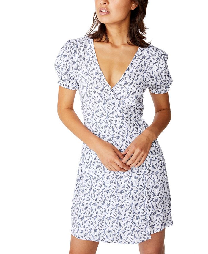 COTTON ON Woven Amy Wrap Mini Dress - Macy's