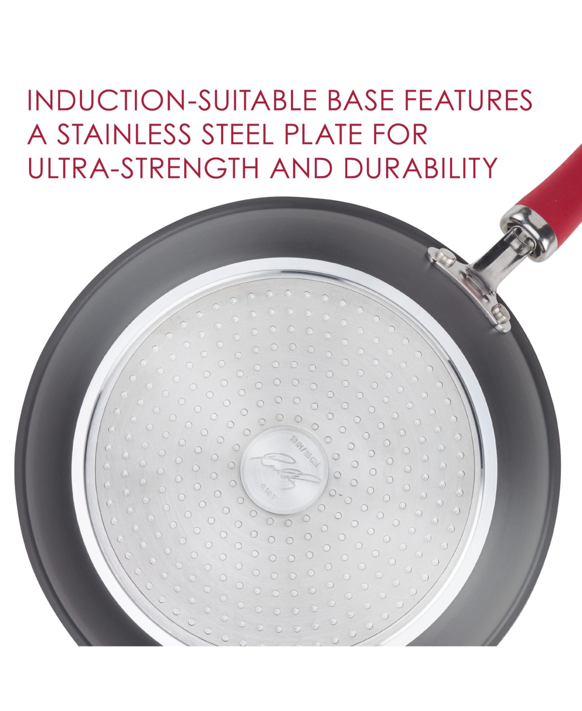 Rachael Ray Create Delicious Hard-Anodized Aluminum Nonstick Deep Skillet - Gray With Red Handle