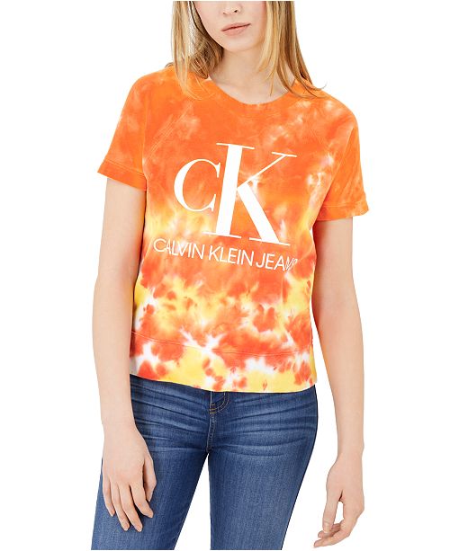 Calvin Klein Jeans Logo Tie Dye T Shirt Reviews Tops Juniors Macy S