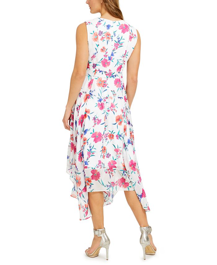 Calvin Klein Petite Floral-Print Belted Midi Dress - Macy's