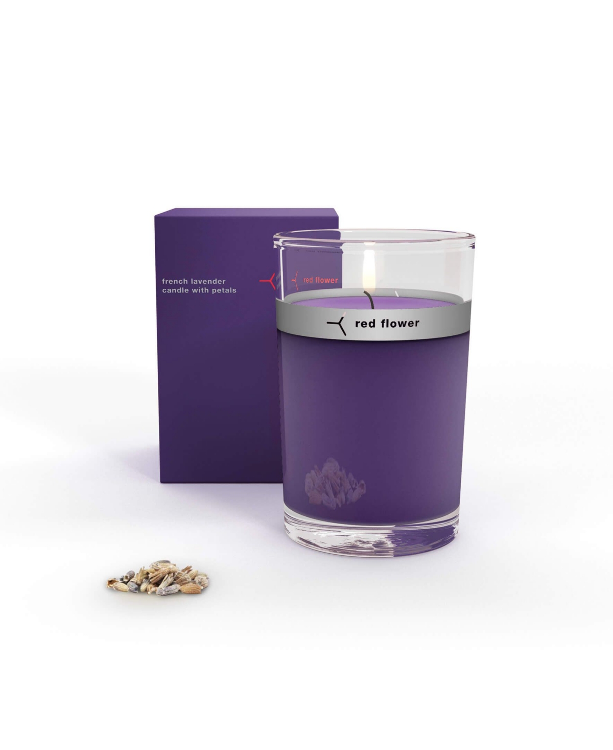 French Lavender Petal Topped Candle, 6 oz - Lavender