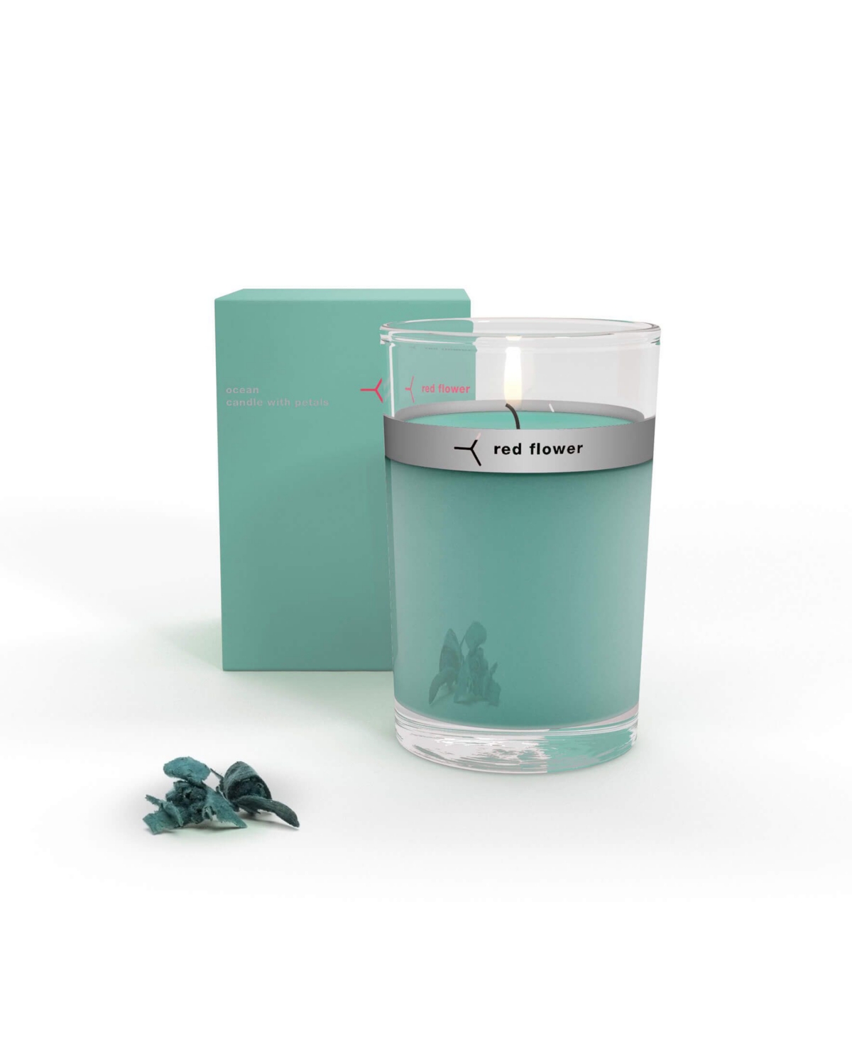 Ocean Petal Topped Candle, 6 oz - Turquoise