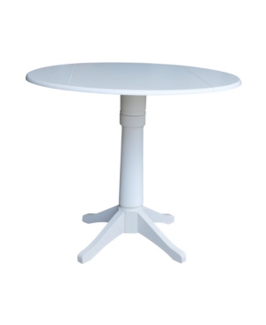 International Concepts 42" Round Dual Drop Leaf Pedestal Table In White