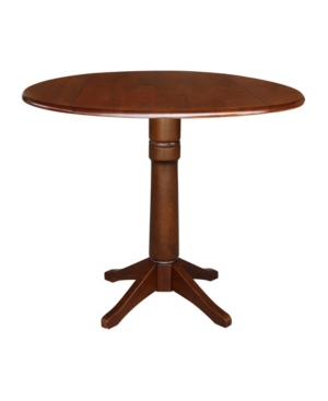 International Concepts 42" Round Dual Drop Leaf Pedestal Table In Brown