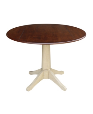 International Concepts 42" Round Dual Drop Leaf Pedestal Table In Brown