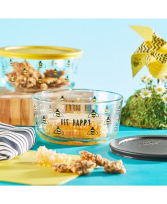Pyrex Decorated 4-Pc. Bee Happy Food Storage Container Set