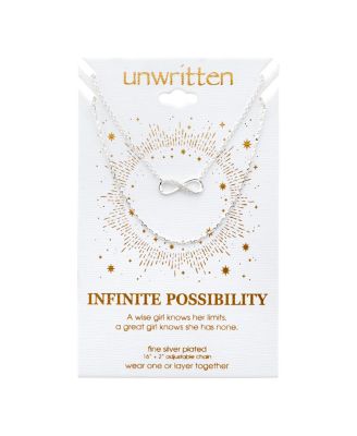 Silver Plated Clear Cubic Zirconia Infinity Duo Necklace with Studded Second Chain