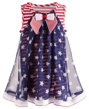 Bonnie Baby Baby Girls Striped Star-Overlay Dress
