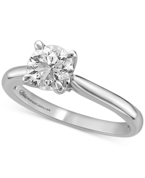 image of Bliss Monique Luhillier Diamond Pave Petal Solitaire Engagement Ring (1-1/2 ct. t.w.) in 14k White Gold