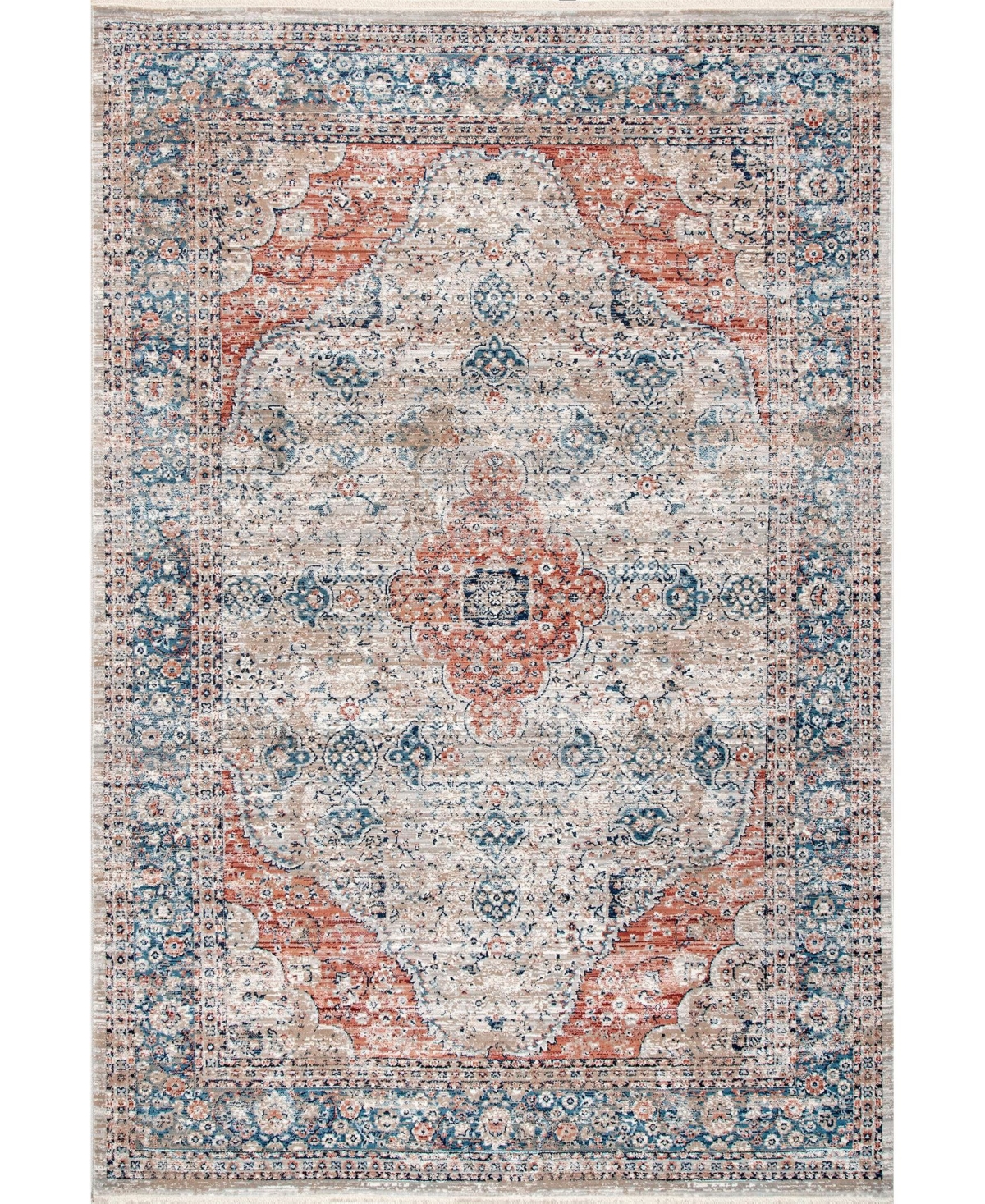 nuLoom Selina Despina Oriental Distressed Beige 6'7in x 9' Area Rug - Beige