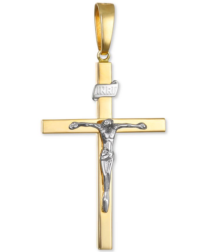 Macy's - Two-Tone Crucifix Pendant in 14k Gold & White Gold