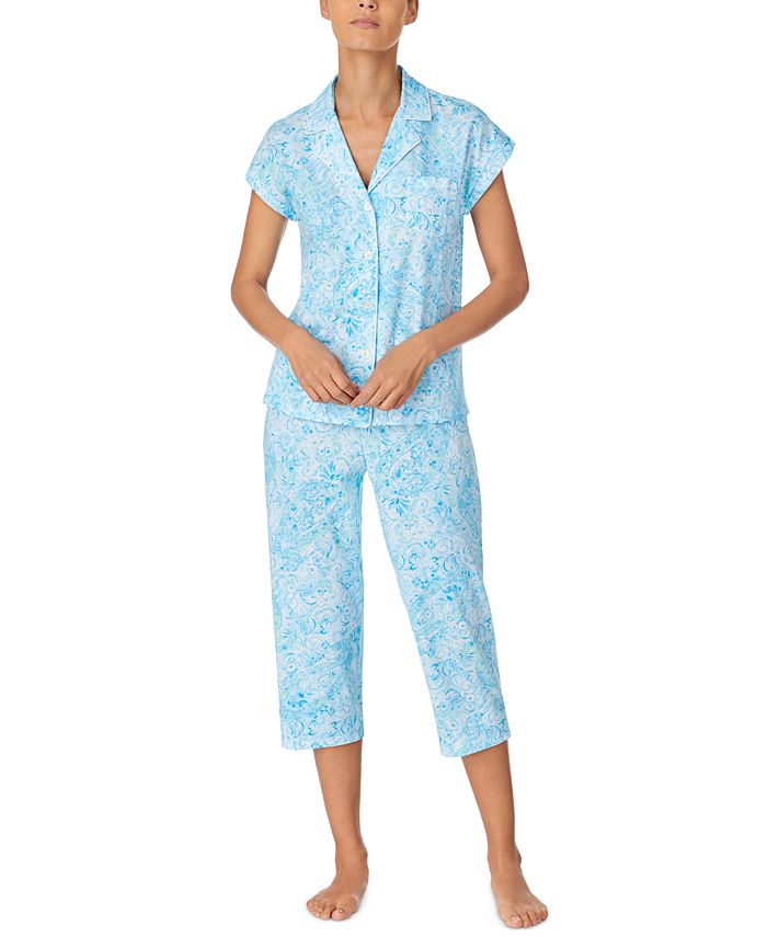 Lauren Ralph Lauren Petite Printed Cotton Capri Pajama Set - Macy's