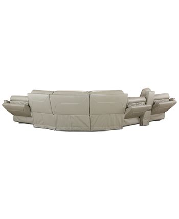 Furniture - Lenardo 6-Pc. Leather Sectional with 3 Power Recliners and Console