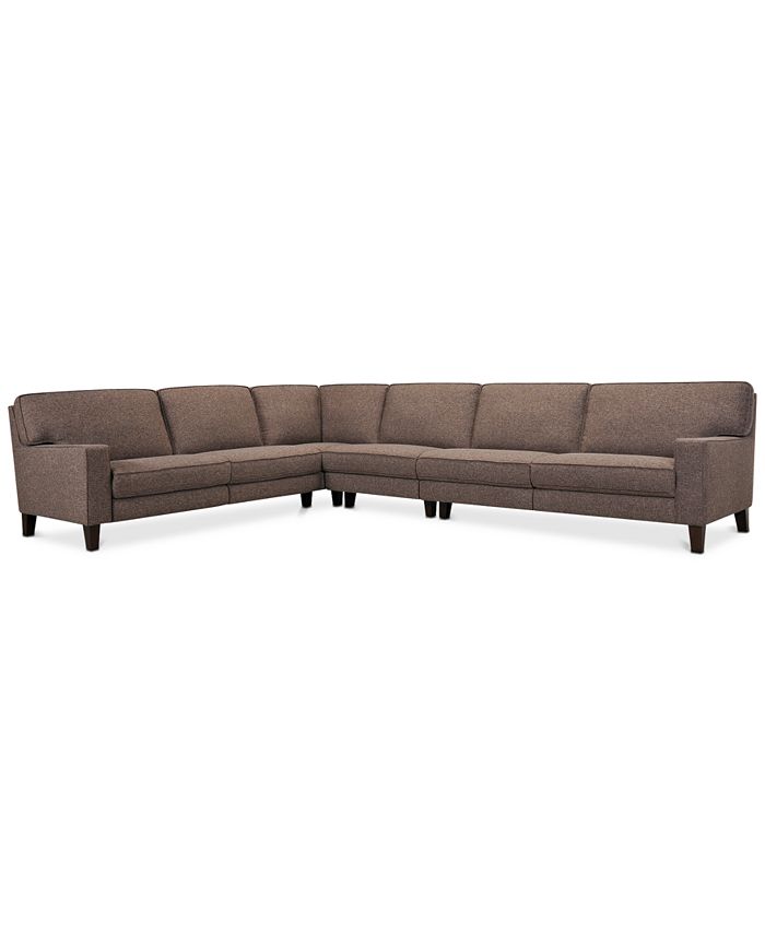 CLOSEOUT Sandrew 4 Pc. Fabric Sectional with 2 Power Foot Rests Created for Macy s