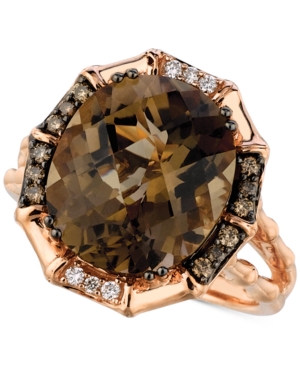 image of Le Vian Chocolate Smoky Quartz (6-1/4 ct. t.w.) & Diamond (1/5 ct. t.w.) Statement Ring in 14k Rose Gold