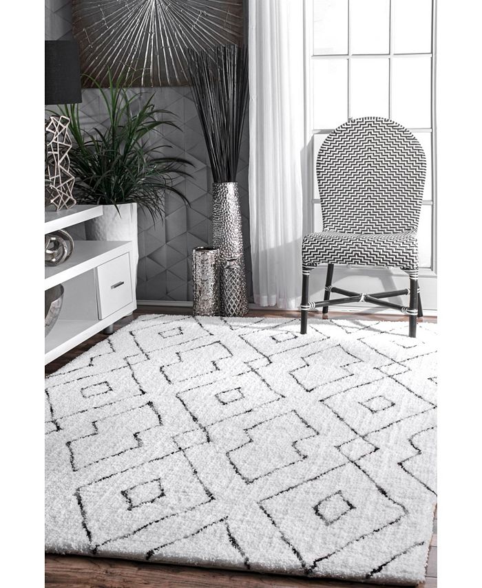 nuLoom Kazbar Lauren Lattice White 5' x 8' Area Rug - Macy's