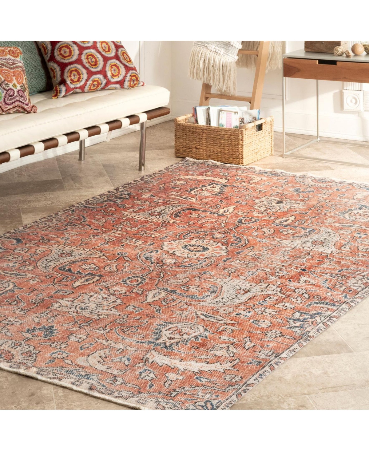 nuLoom Collina Rosalia Floral PersianArea Rug - Rust