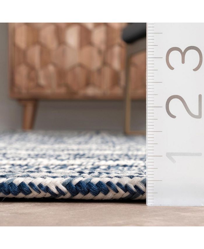 nuLoom Texture Braid Doutzen Indoor and Outdoor Blue 7'6" x 9'6" Area