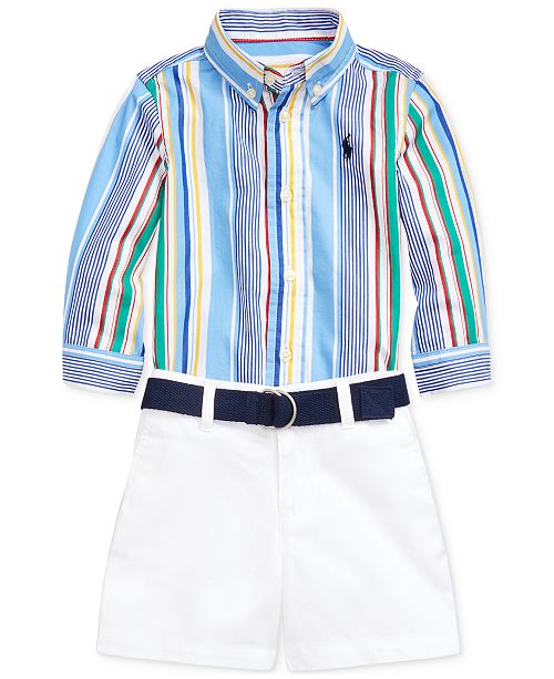 Polo Ralph Lauren Baby Boys Poplin Shirt Belt Short Set