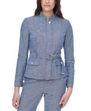 Tommy Hilfiger Belted Pinstripe Jacket