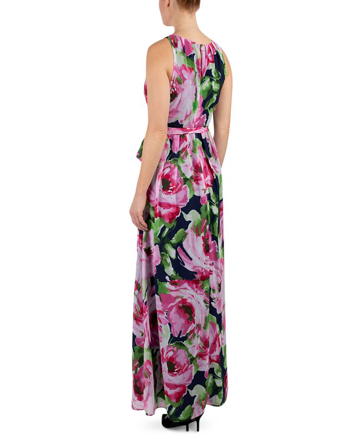 Donna Ricco Floral-Print Keyhole Maxi Dress - Macy's