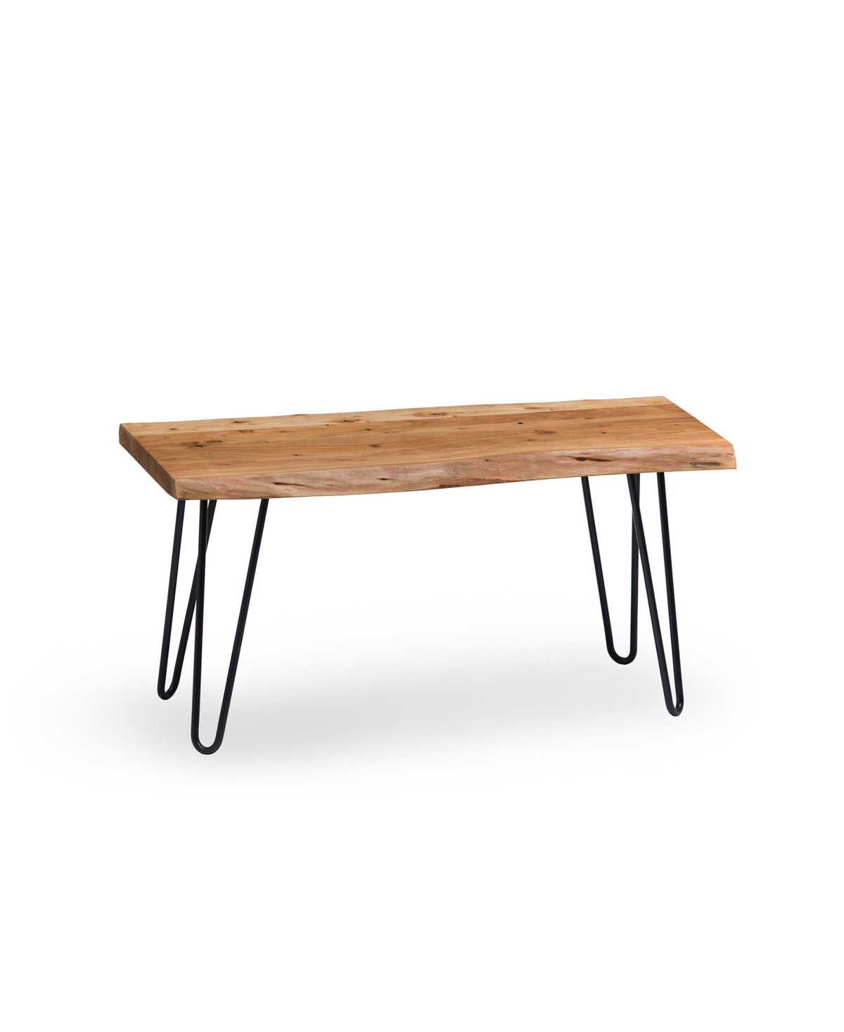 Alaterre Furniture Hairpin Natural Live Edge Bench with Coat Hook Set