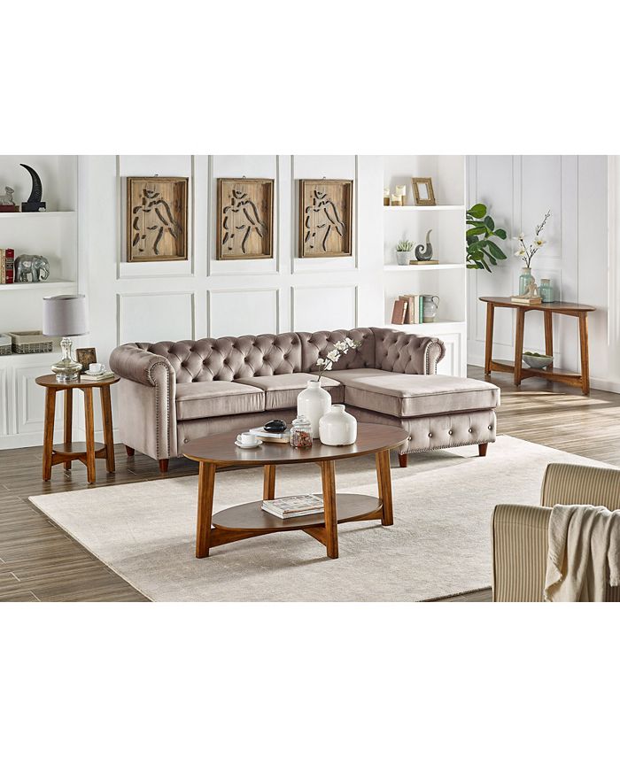 Alaterre Furniture Monterey Oval MidCentury Modern Wood Coffee Table