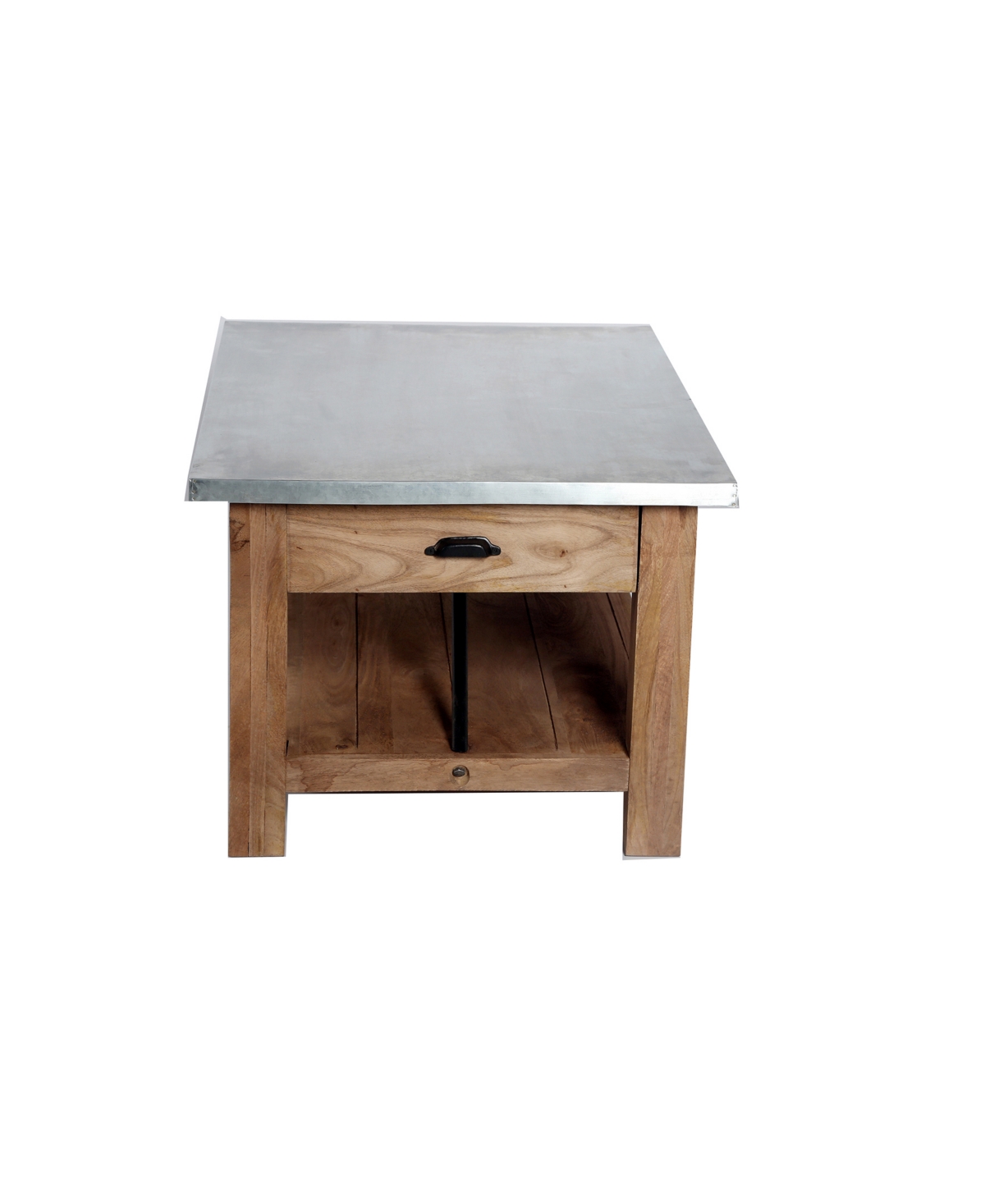 Alaterre Furniture Millwork Wood and Zinc Metal Coffee Table with Shelf