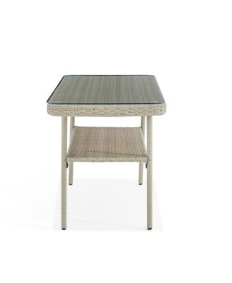Windham All-Weather Wicker Outdoor Cocktail Table with Glass Top