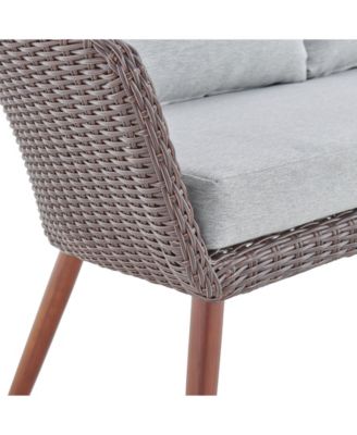 Athens All-Weather Wicker Seat Outdoor Bench with Cushions