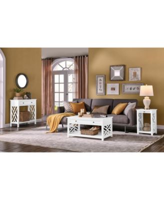 Coventry Wood End Table with Tray Shelf and Bottom Shelf