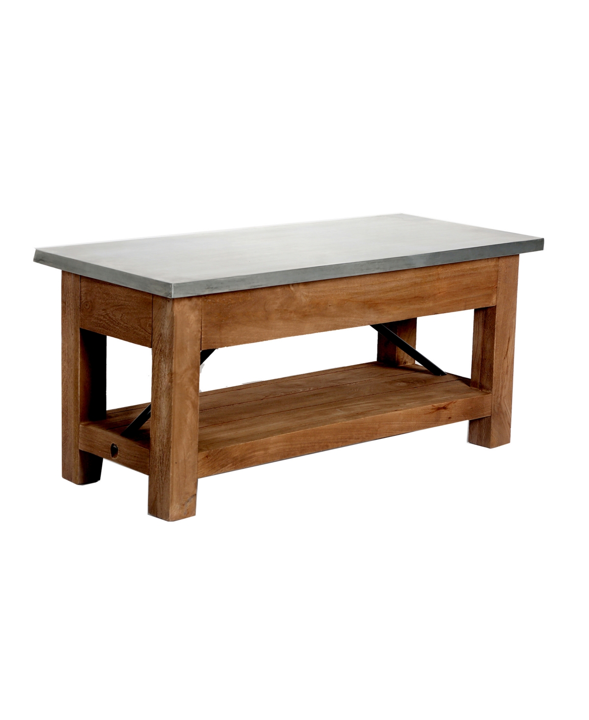 Alaterre Furniture Alaterre Furniture Millwork Wood and Zinc Metal Bench with Coat Hook Shelf