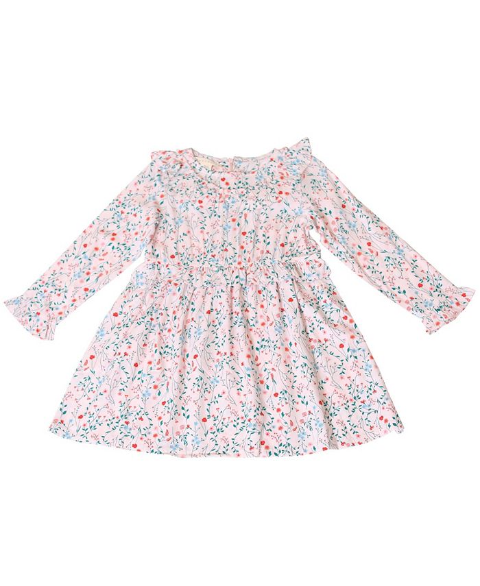 Kinderkind Toddler Girls Long Sleeve Floral Ruffle Dress - Macy's