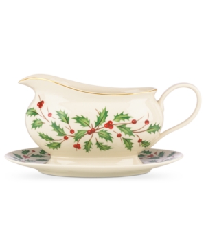 Lenox Holiday Gravy Boat And Stand