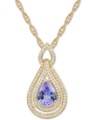 Sapphire (1-1/4 ct. t.w.) & Diamond (1/4 ct. t.w.) 18" Pendant Necklace in 14k White Gold (Also available in Tanzanite, Emerald and Ruby)