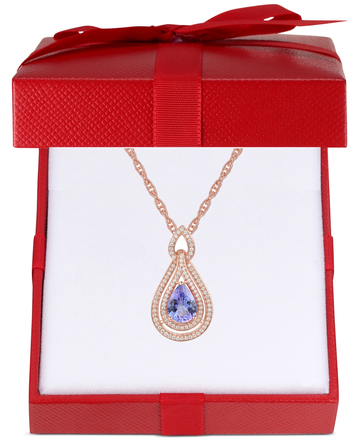 Macy's Sapphire (1-1/4 Ct. T.w.) & Diamond (1/4 Ct. T.w.) 18" Pendant Necklace In 14k White Gold (also Avai In Tanzanite,yellow Gold