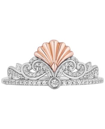 Enchanted Disney Fine Jewelry - Diamond Ariel Tiara Ring (1/5 ct. t.w.) in Sterling Silver & 14k Rose Gold