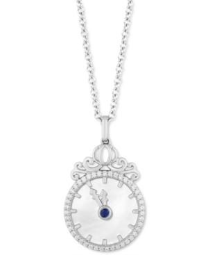 image of Enchanted Disney Diamond (1/6 ct. t.w.) & Mother of Pearl Cinderella Pendant Necklace in Sterling Silver, 16