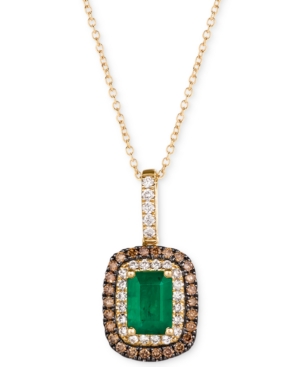 image of Le Vian Emerald (3/4 ct. t.w.) & Diamond (3/8 ct. t.w.) 18