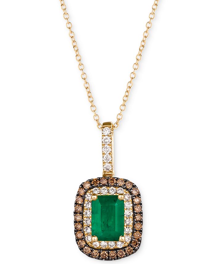 Le Vian - Emerald (3/4 ct. t.w.) & Diamond (3/8 ct. t.w.) 18" Pendant Necklace in 14k Gold