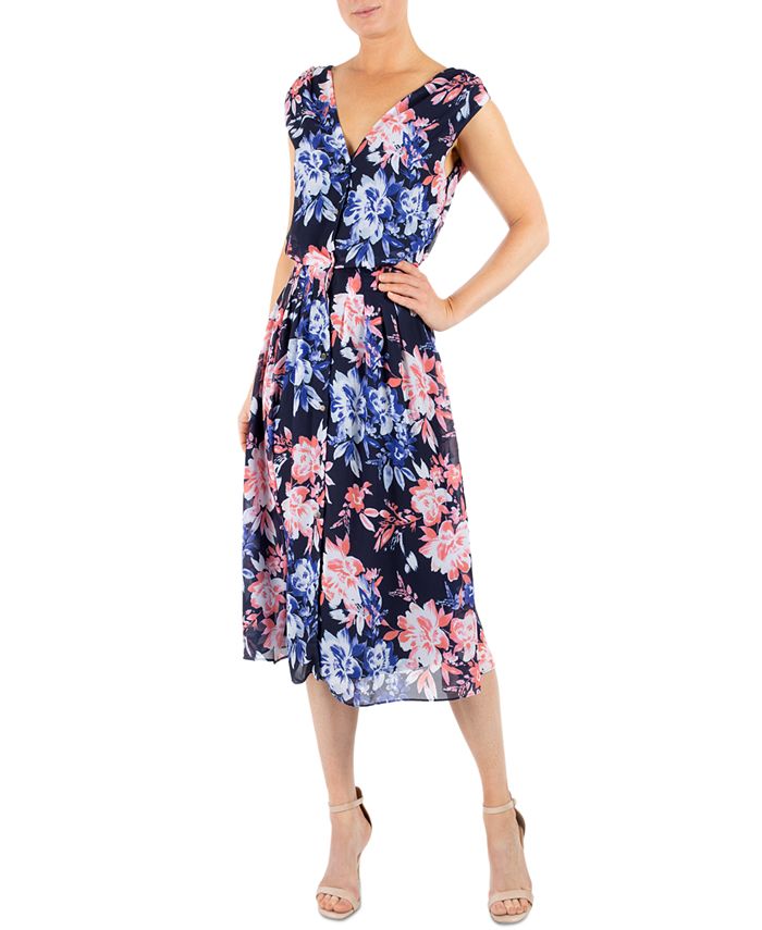 Donna Ricco Floral-Print Midi Shirtdress - Macy's