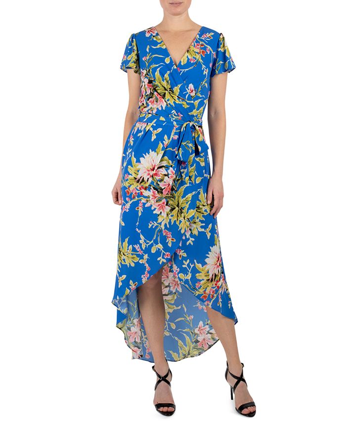 High low hotsell faux wrap dress