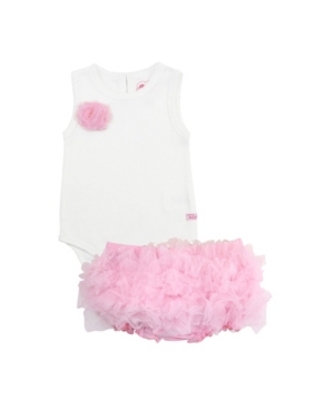RuffleButts Baby Girl Flower Bodysuit and Ruffle Bloomer Set