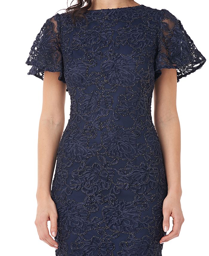 JS Collections Embellished Lace Flounce Dress - Macy's