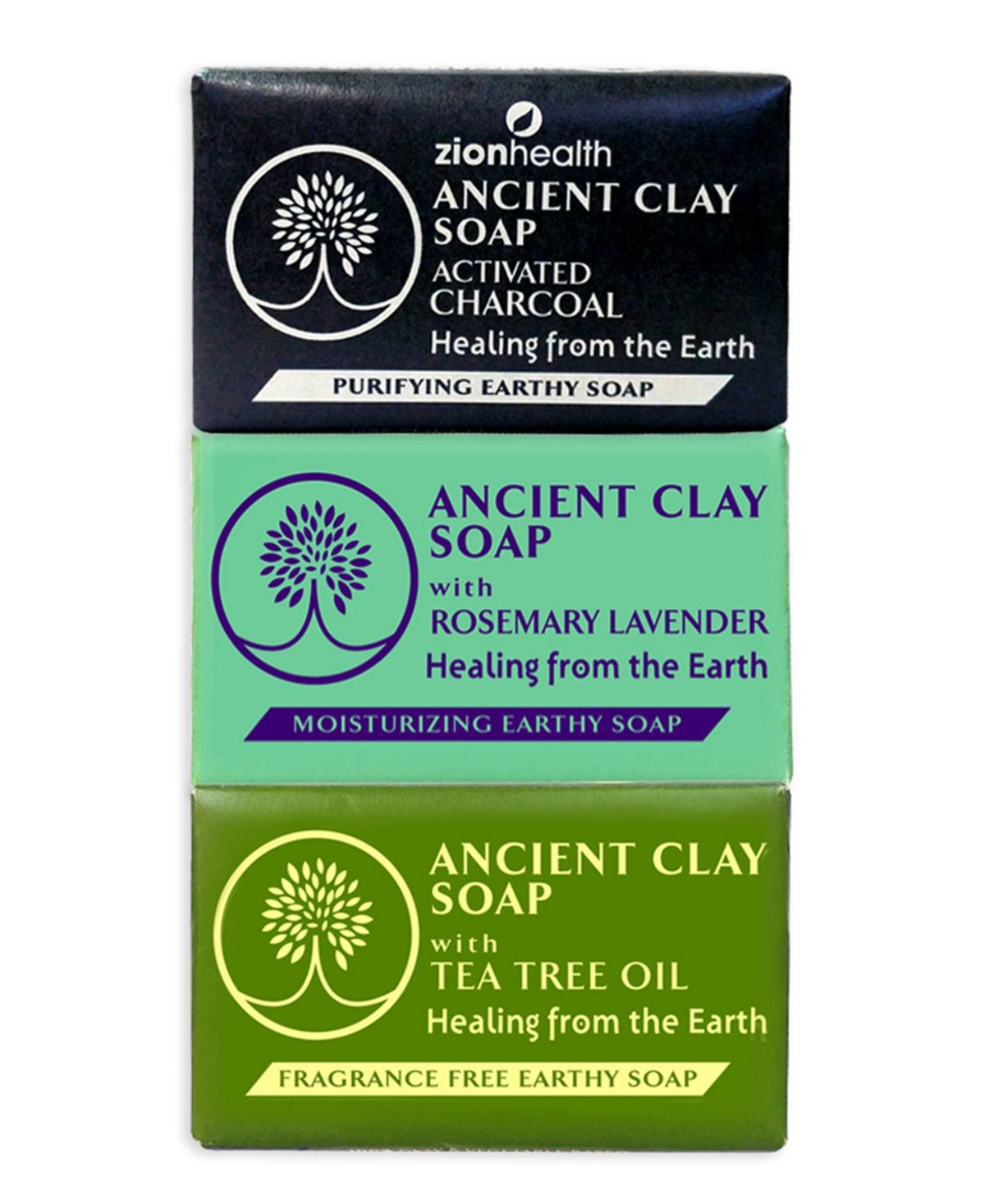 Charcoal + Rosemary Lavender + Tea Tree Clay Soap Bundle 6 oz each